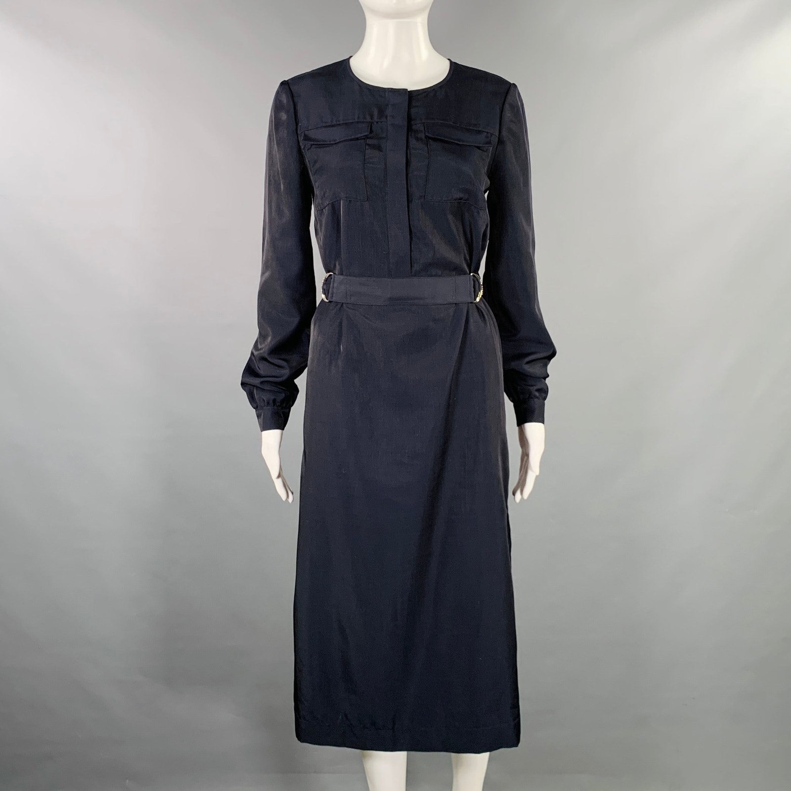 Ted Baker Size S Aminna Navy Polyester Utility Mid Calf Dress
